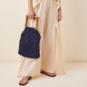 Nannacay Juniper Bag Macrame with Bamboo Handles NWT